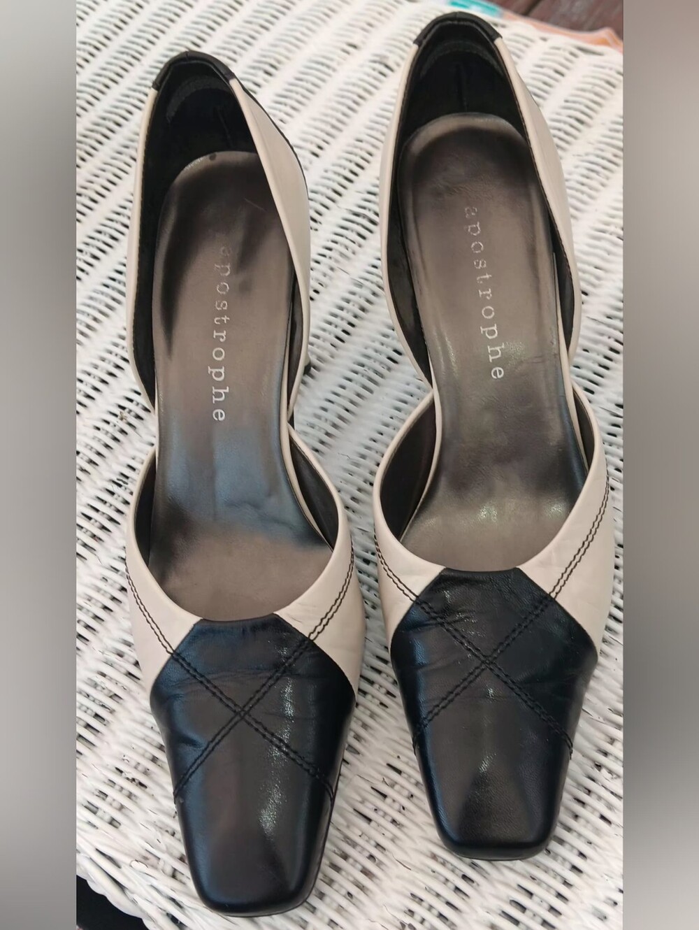 Aeropostale Black and Cream Two-Tone Square Toe Heels